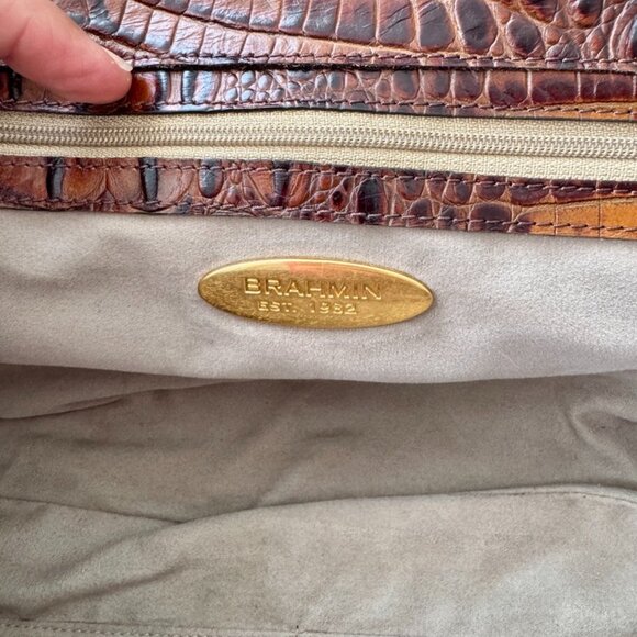 Brahmin Brown Caramel Crocodile Shoulder Bag - Picture 9 of 15
